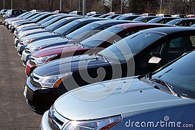 Cars in new car lot