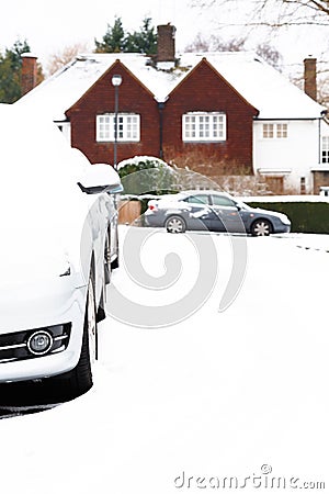 Cars parked in snow