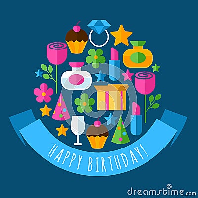 احلى+صور+بنات+لبنان ... auguri di buon compleanno Insieme delle icone piane f di concetto di