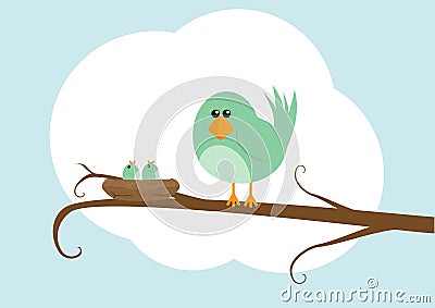 Cartoon Bird With Nest Royalty Free Stock Photo - Image: 13751145