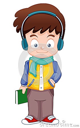 Cartoon Boy listen music