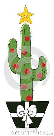 Cartoon Cactus - Christmas Vector Illustration Stock Photography - Image: 30371642