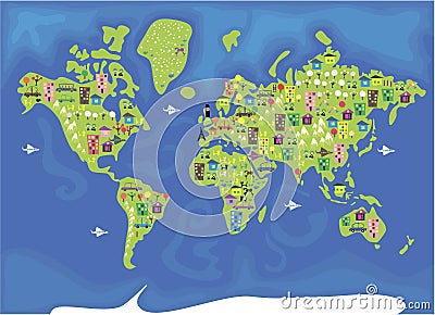 Cartoon Map Of The World In Vector Stock Photography - Image: 20160592