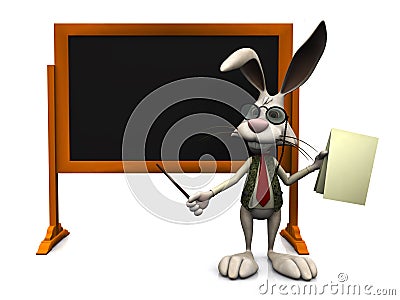 Cartoon Rabbit Standing In Front Of A Blackbo