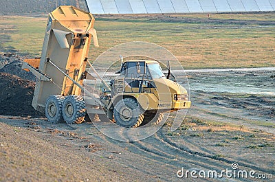 Cat big yellow truck