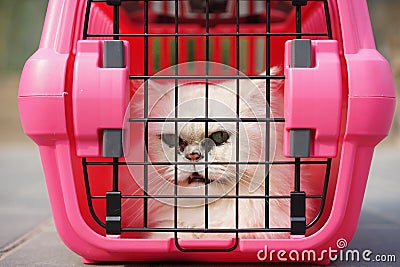 Cat in Cage Carrier