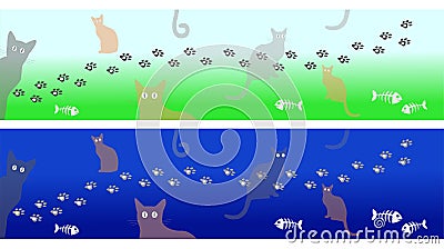 Cat paw prints banner - cdr format