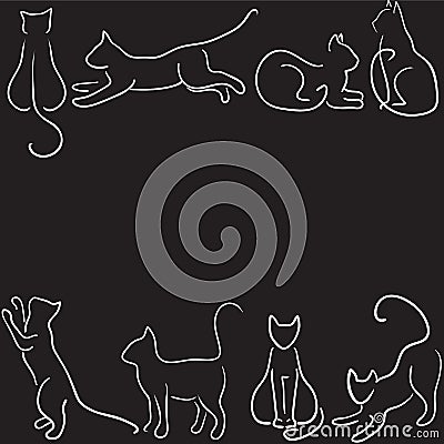 Cat silhouette border