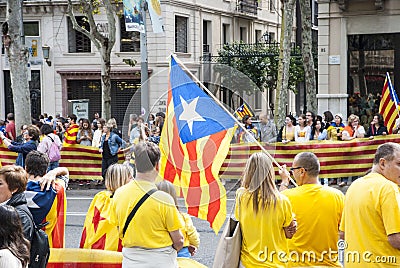 Catalan way, human chain for demanding the independence of Catal