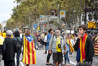 Catalan way, human chain for demanding the independence of Catal