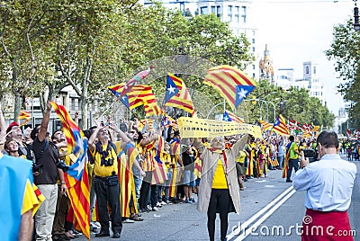 Catalan way, human chain for demanding the independence of Catal