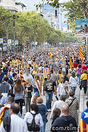 Catalan way, human chain for demanding the independence of Catal