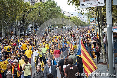 Catalan way, human chain for demanding the independence of Catal