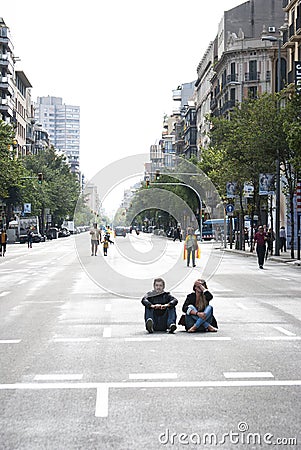 Catalan way, human chain for demanding the independence of Catal