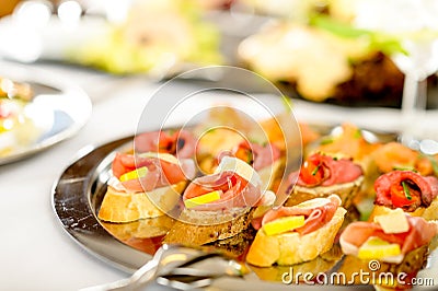 Catering canapes tray food details appetizers