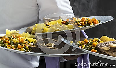 Catering food at restaurant kitchen