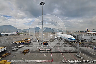 Cathay Pacific plane at Hong Kong Airport