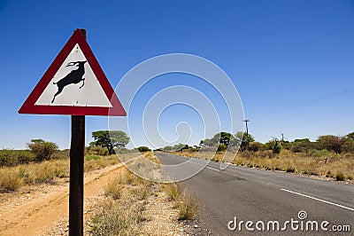 Caution: road sign of wild annimals crossing