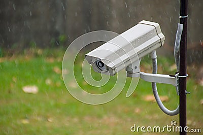CCTV security camera in raining