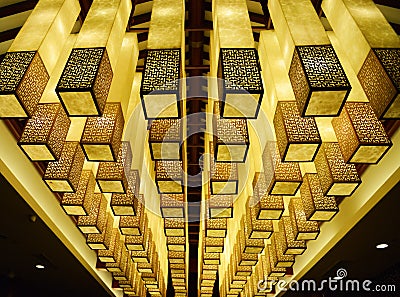 Ceiling with cubic lights design