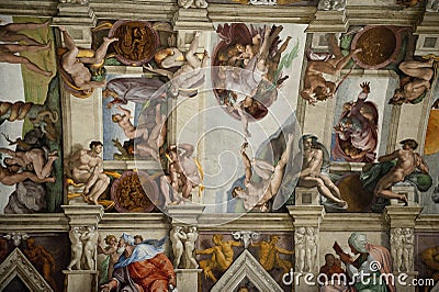 The ceiling in the Sistine Chapel in the Vatican