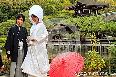 Celebration of a typical wedding in Japan