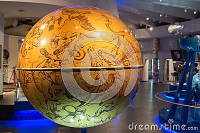 Celestial globe in museum of the Moscow Planetarium, Russia