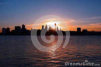 Center City Philadelphia and Delaware River Sunset