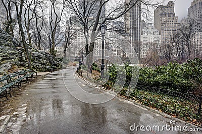 Central Park, New York City after rain storm