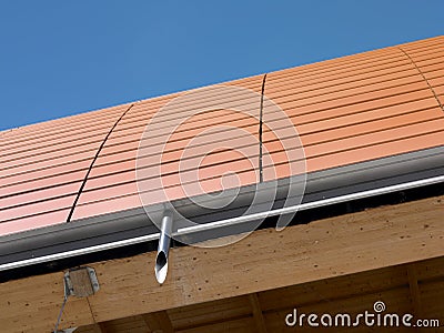 Ceramic roof in a modern building. Detail.