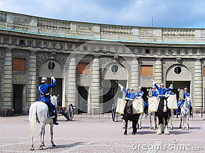 The ceremony of changing the Royal Guard in Stockholm, Sweden