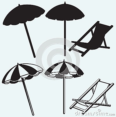 Beach Chair And Umbrella Clipart Black And White