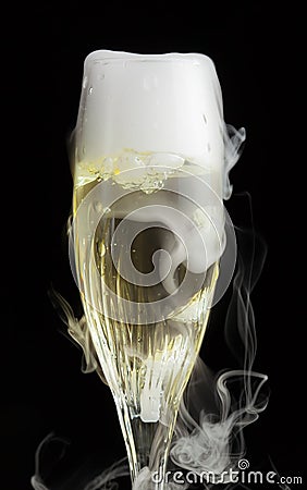 Champagne flute with ice vapor