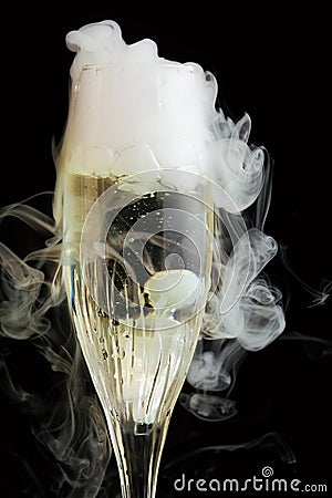 Champagne flute with ice vapor