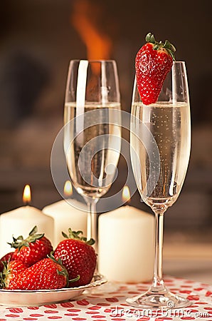 Champagne and strawberries.