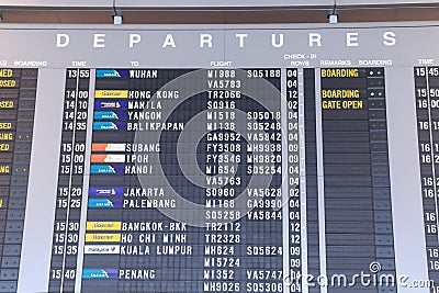 Changi Airport timetable Singapore