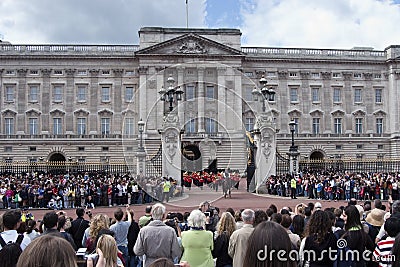 Changing of the guard at Buckingham Palace London