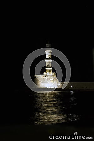 Chania lighthouse by night