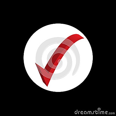 Check Mark In White Circle On Black Background Stock Illustration