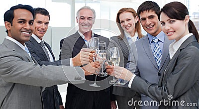 Cheerful business people celebrating a sucess