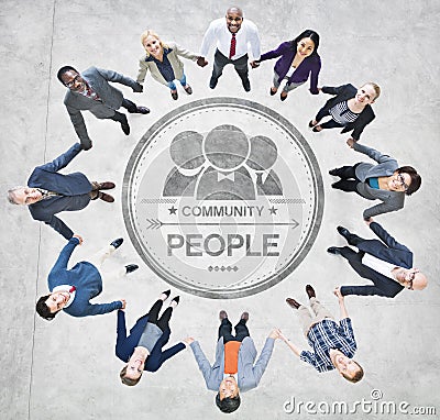 Cheerful Business People Holding Hands Forming a Circle