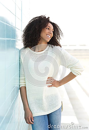 Cheerful young black woman