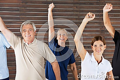 Cheering senior citizens in fitness