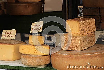 Cheese at a market stall
