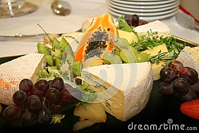 Cheese platter with different types of cheese