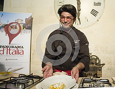 Chef almo bibolotti shows his cooking