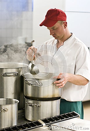 Chef in industrial kitchen