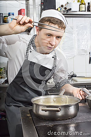 Chef prepares meal