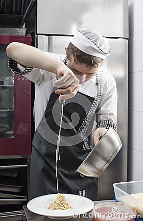 Chef prepares a meal