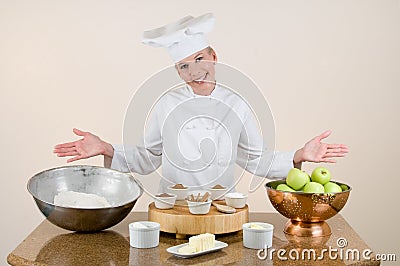 Chef Presents Apple Pie Ingredients